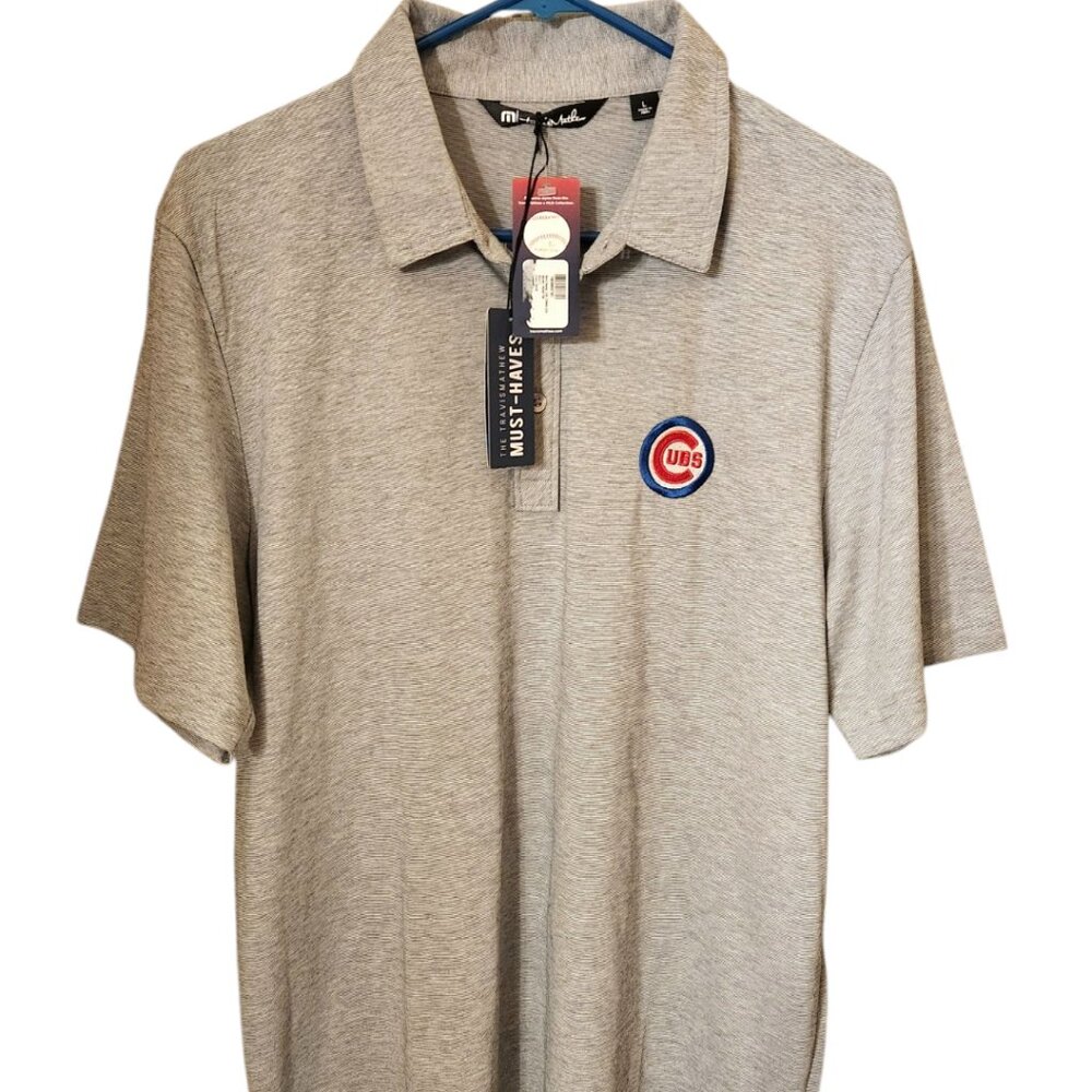 Travis Mathew Chicago Cubs The Zinna Golf Polo Shirt Mens Large Gray NWT $119.95